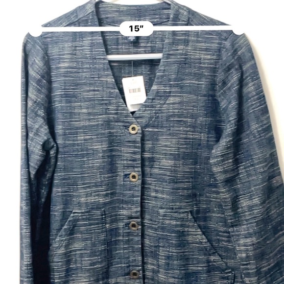 NWT J Jill Indigo Blazer Jacket Blue Cardigan Women’s Button Front Size XS - Picture 4 of 10